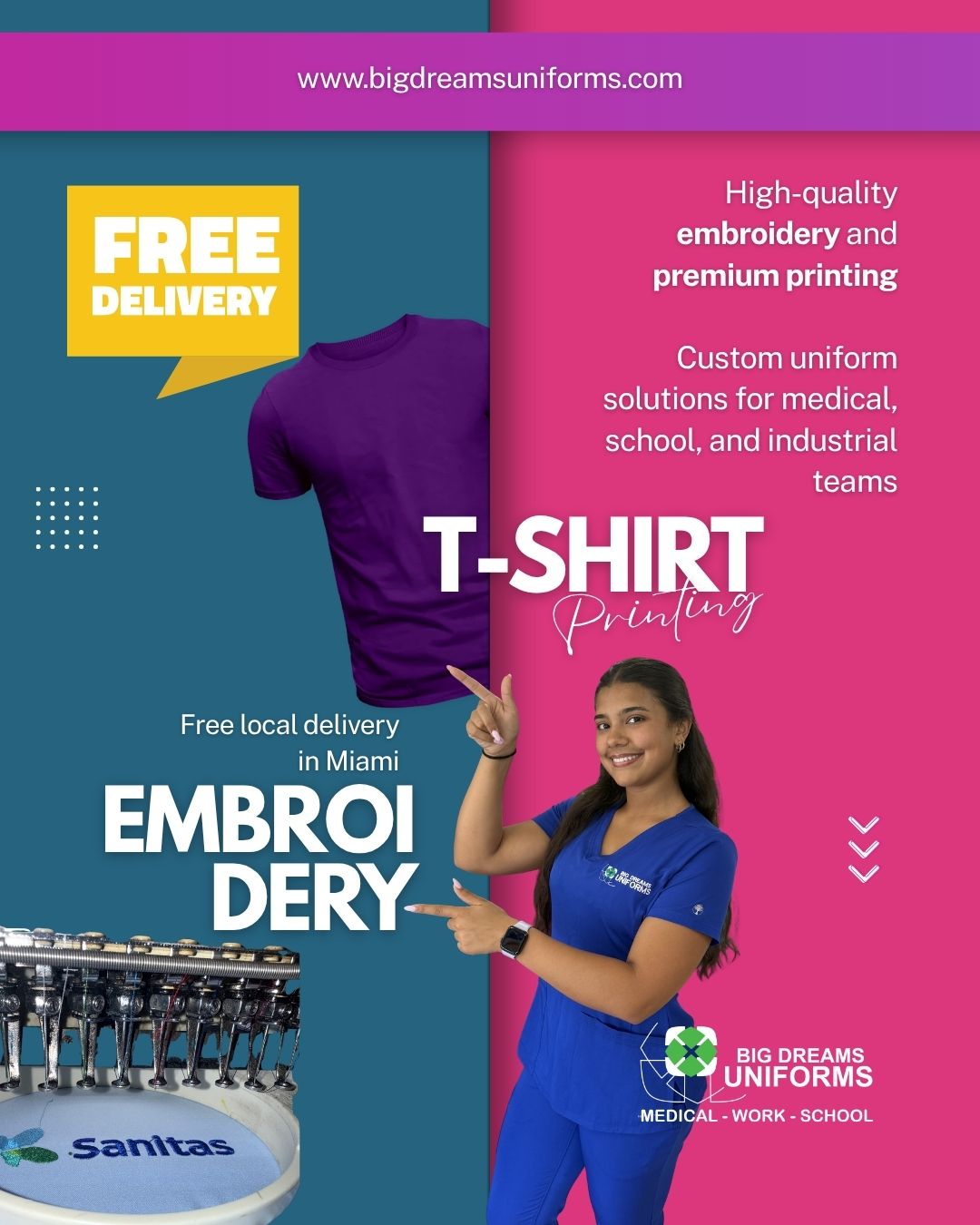 Professional uniforms and embroidery services at Big Dreams Uniforms